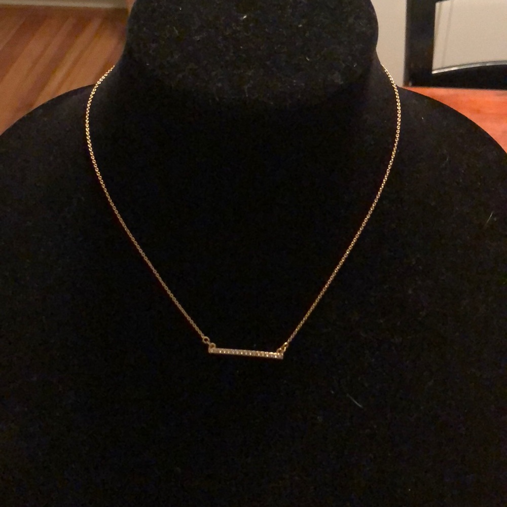 Touchstone Crystal Pavé Bar Necklace, Gold